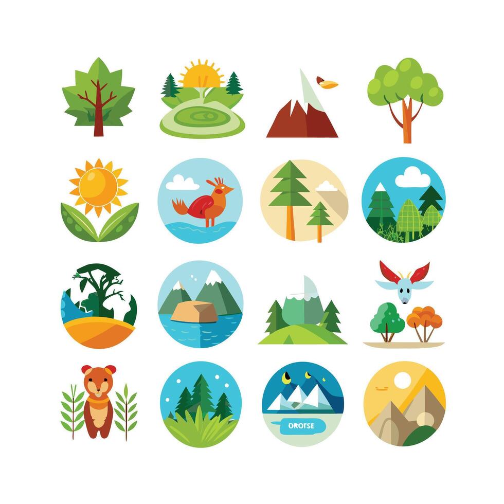 Nature Icon Set Collection Illustration vector
