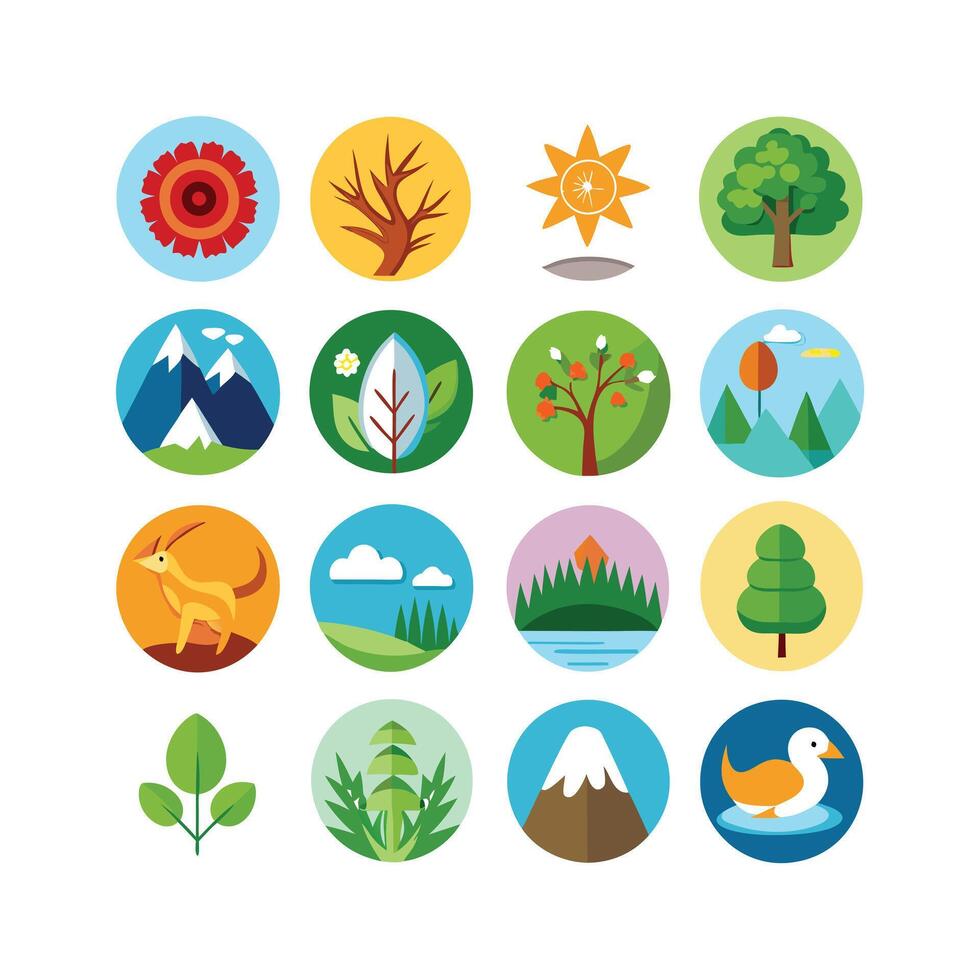 Nature Icon Set Collection Illustration vector