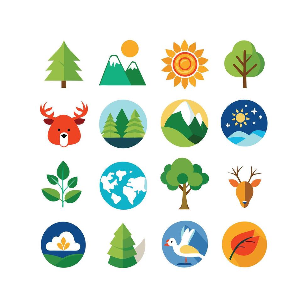 Nature Icon Set Collection Illustration vector