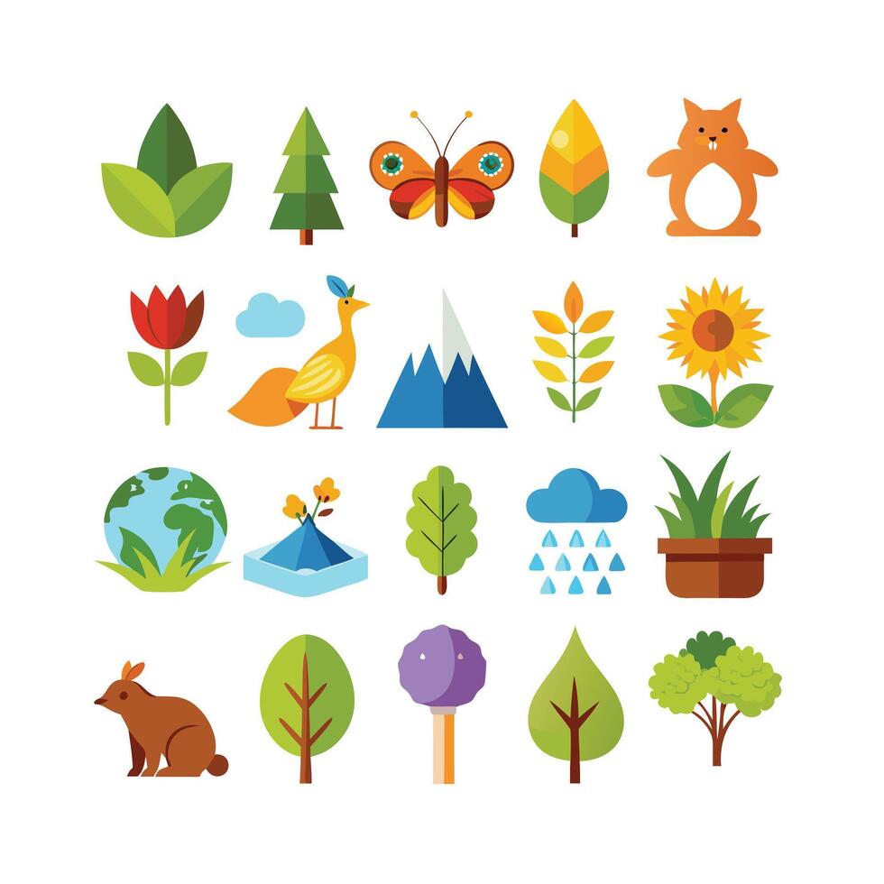 Nature Icon Set Collection Illustration vector