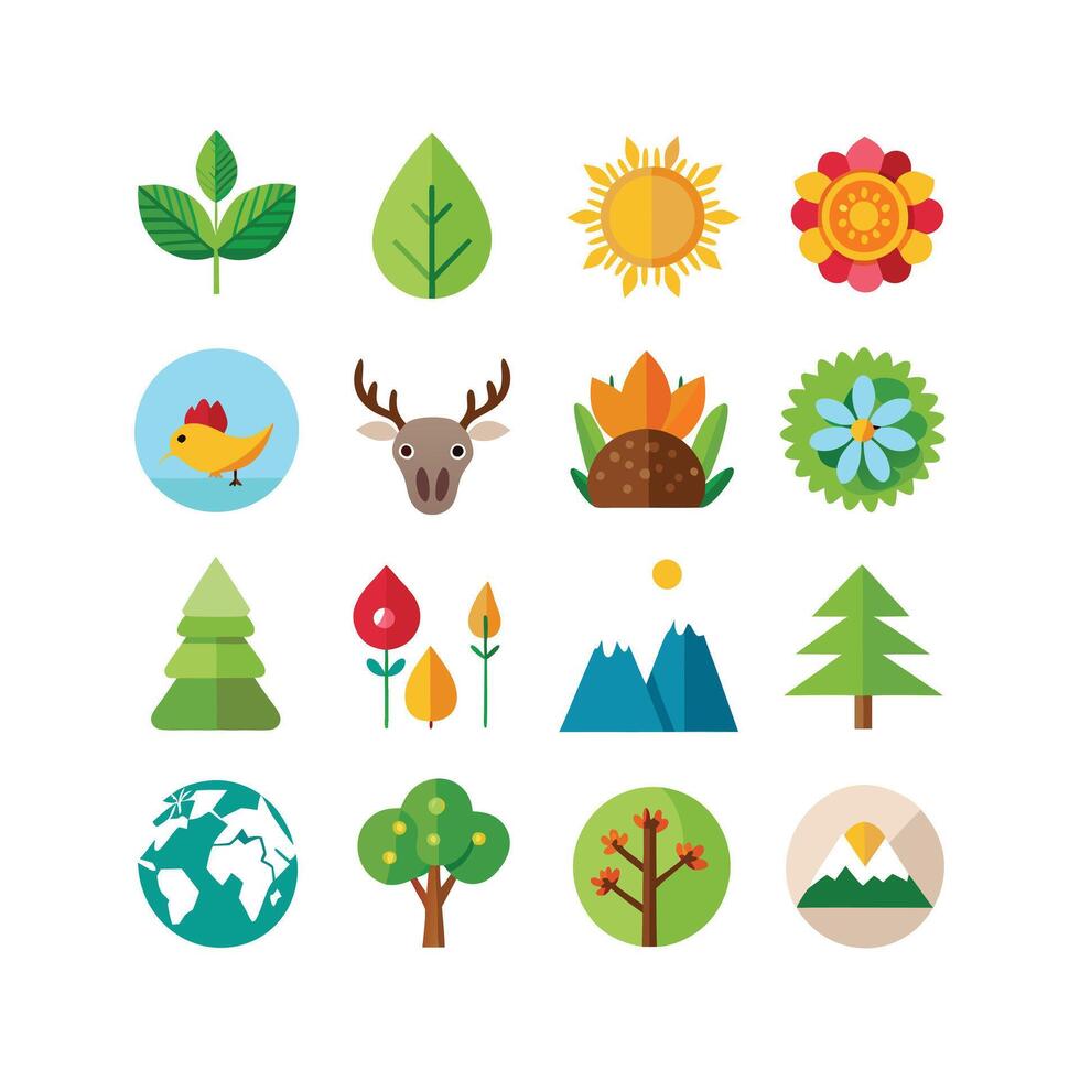 Nature Icon Set Collection Illustration vector