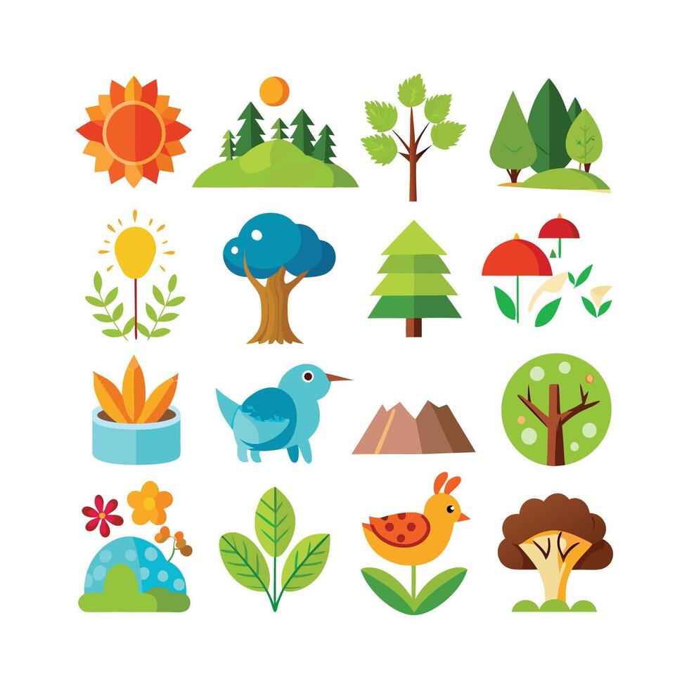 Nature Icon Set Collection Illustration vector