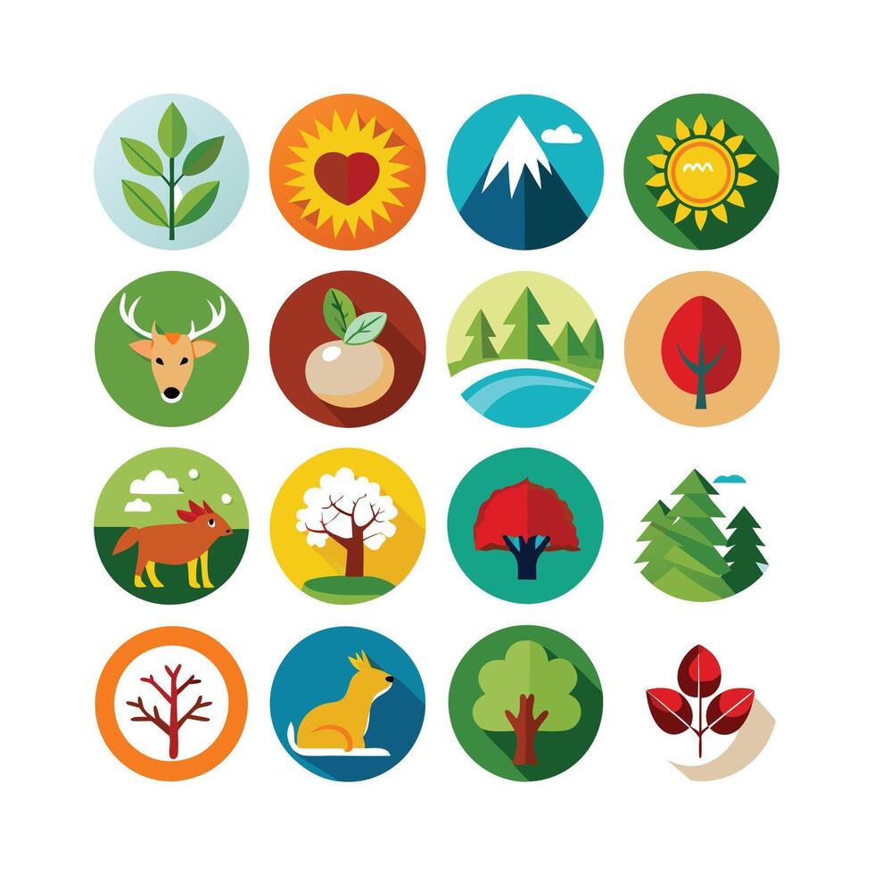 Nature Icon Set Collection Illustration vector