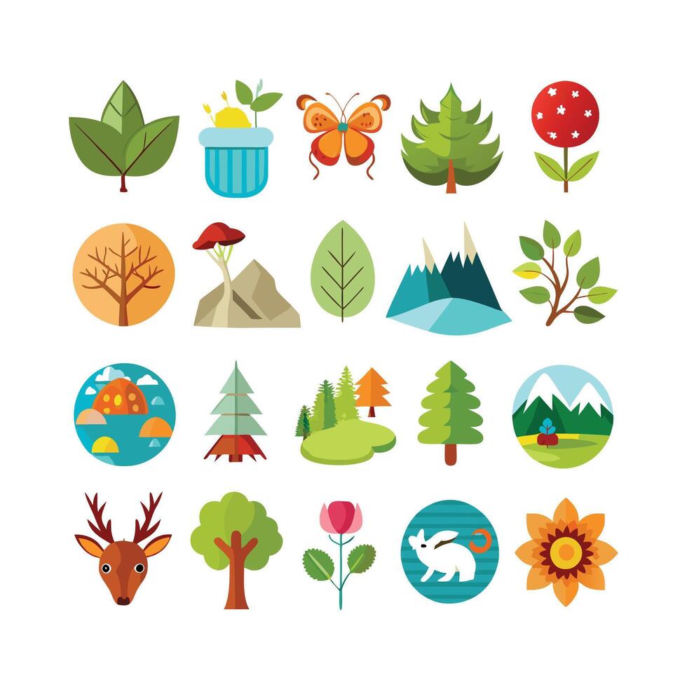 Nature Icon Set Collection Illustration vector