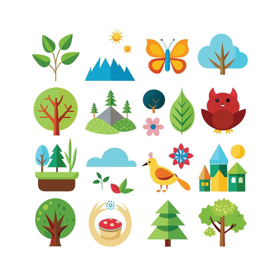 Nature Icon Set Collection Illustration vector