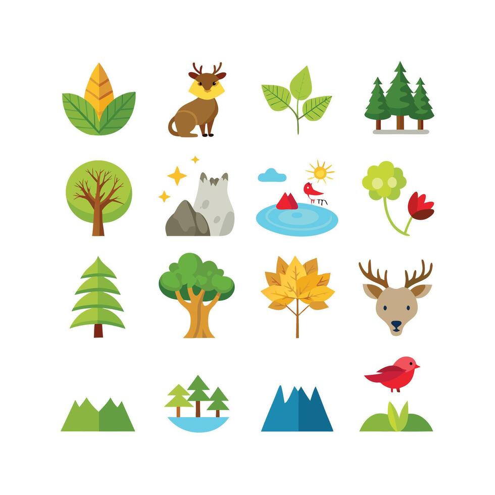 Nature Icon Set Collection Illustration vector