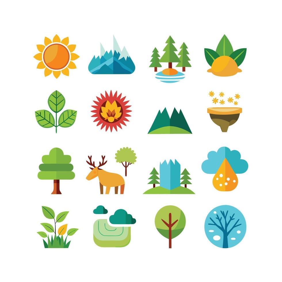 Nature Icon Set Collection Illustration vector