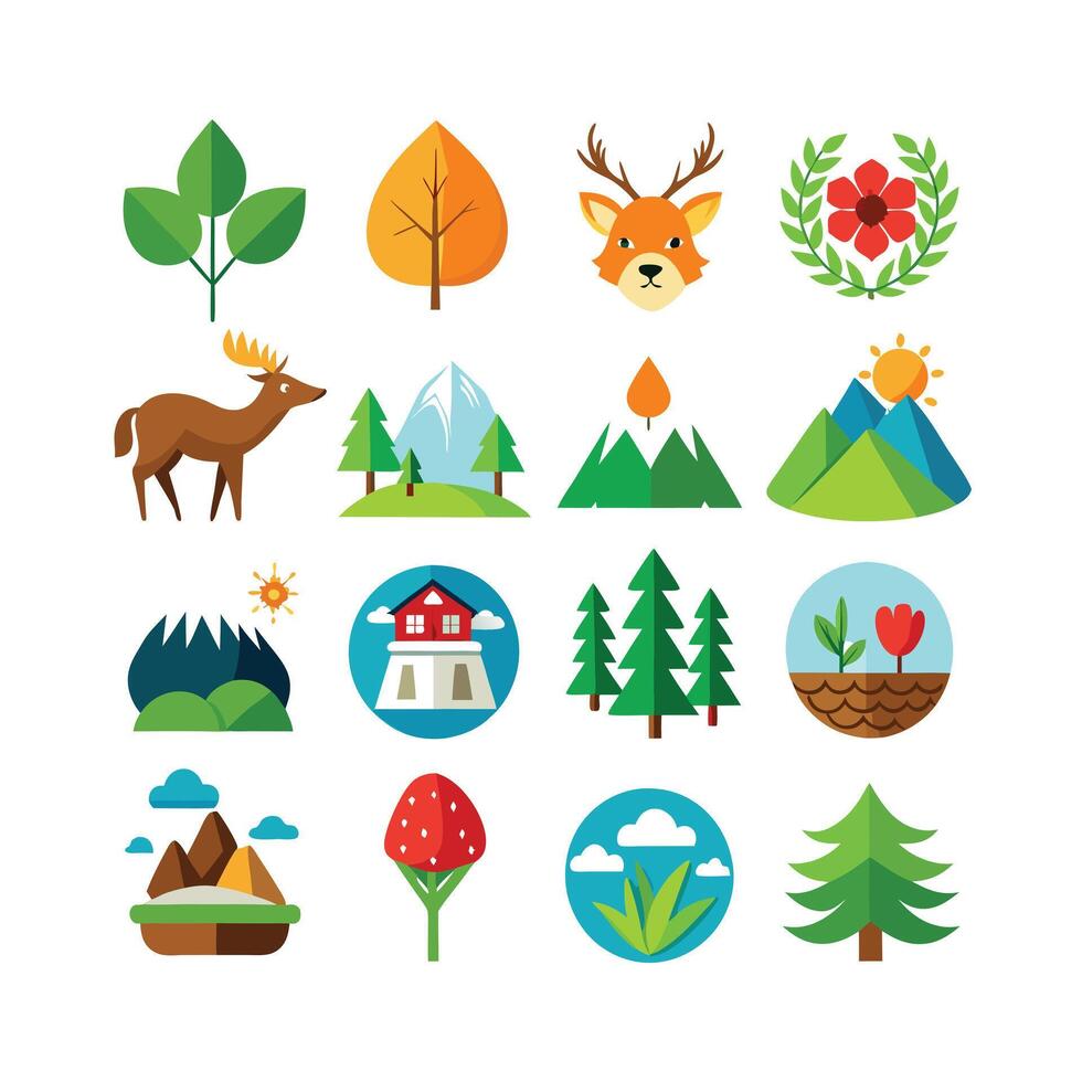 Nature Icon Set Collection Illustration vector