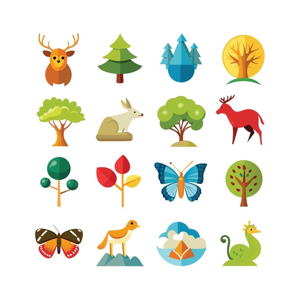 Nature Icon Set Collection Illustration vector