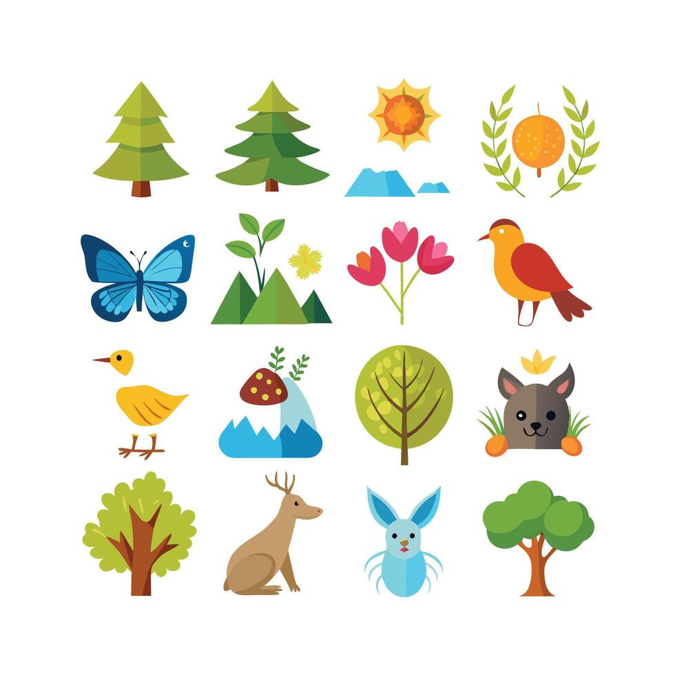 Nature Icon Set Collection Illustration vector