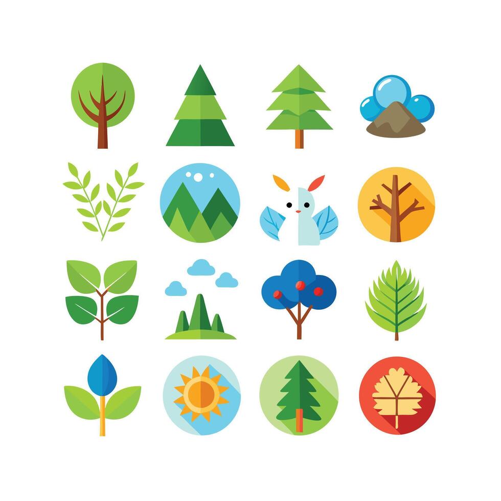 Nature Icon Set Collection Illustration vector