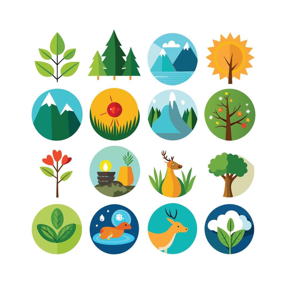 Nature Icon Set Collection Illustration vector