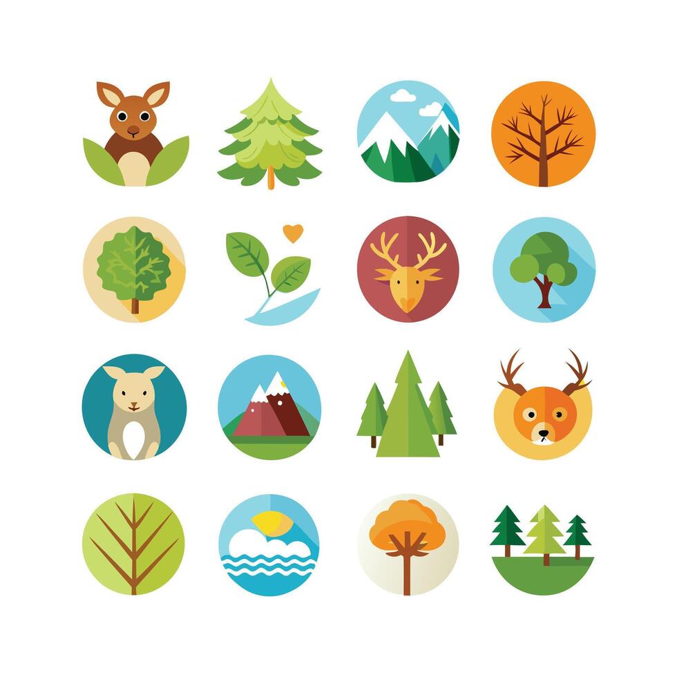 Nature Icon Set Collection Illustration vector