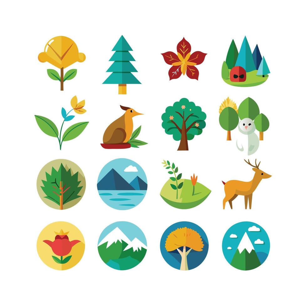 Nature Icon Set Collection Illustration vector