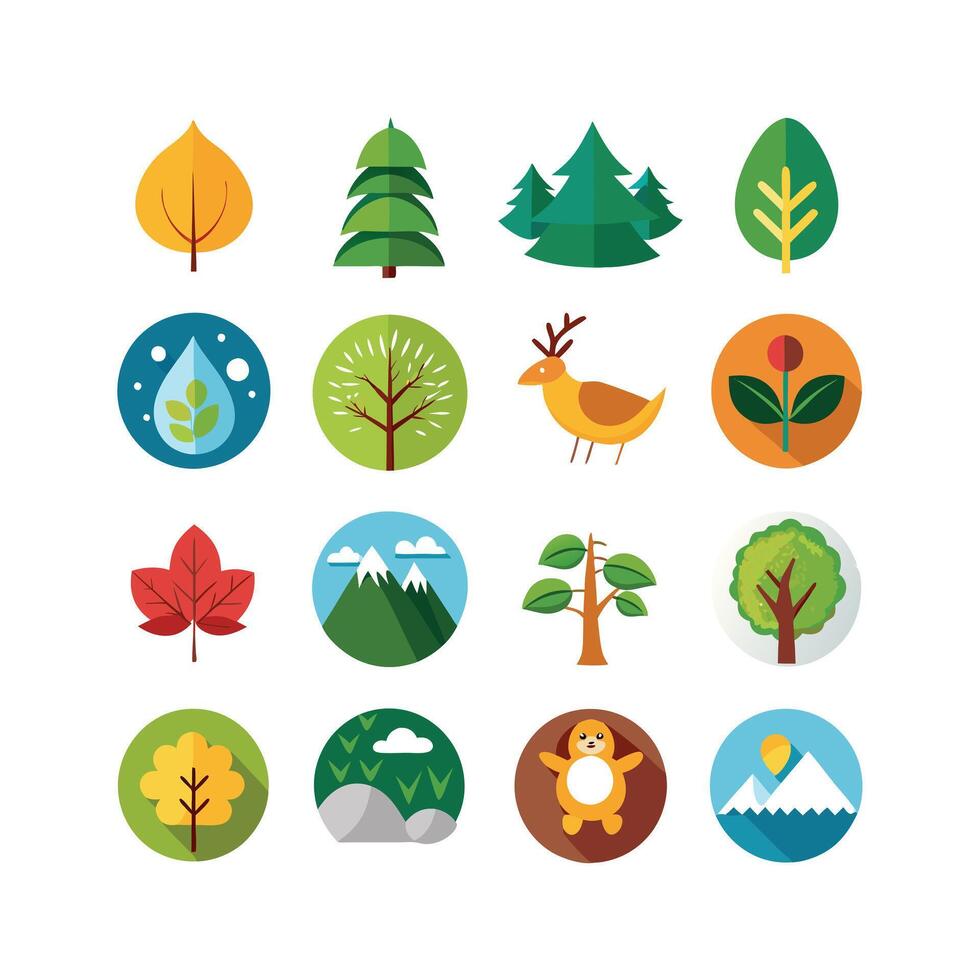 Nature Icon Set Collection Illustration vector