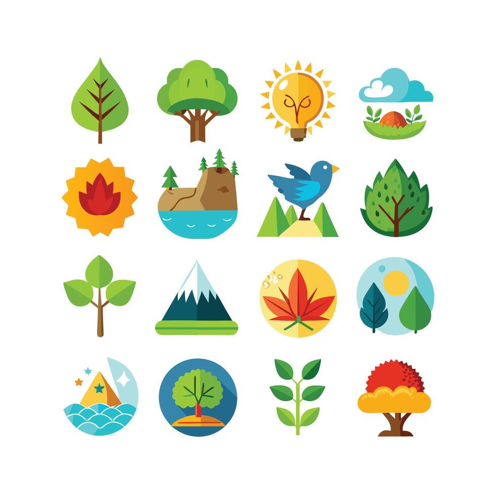 Nature Icon Set Collection Illustration vector