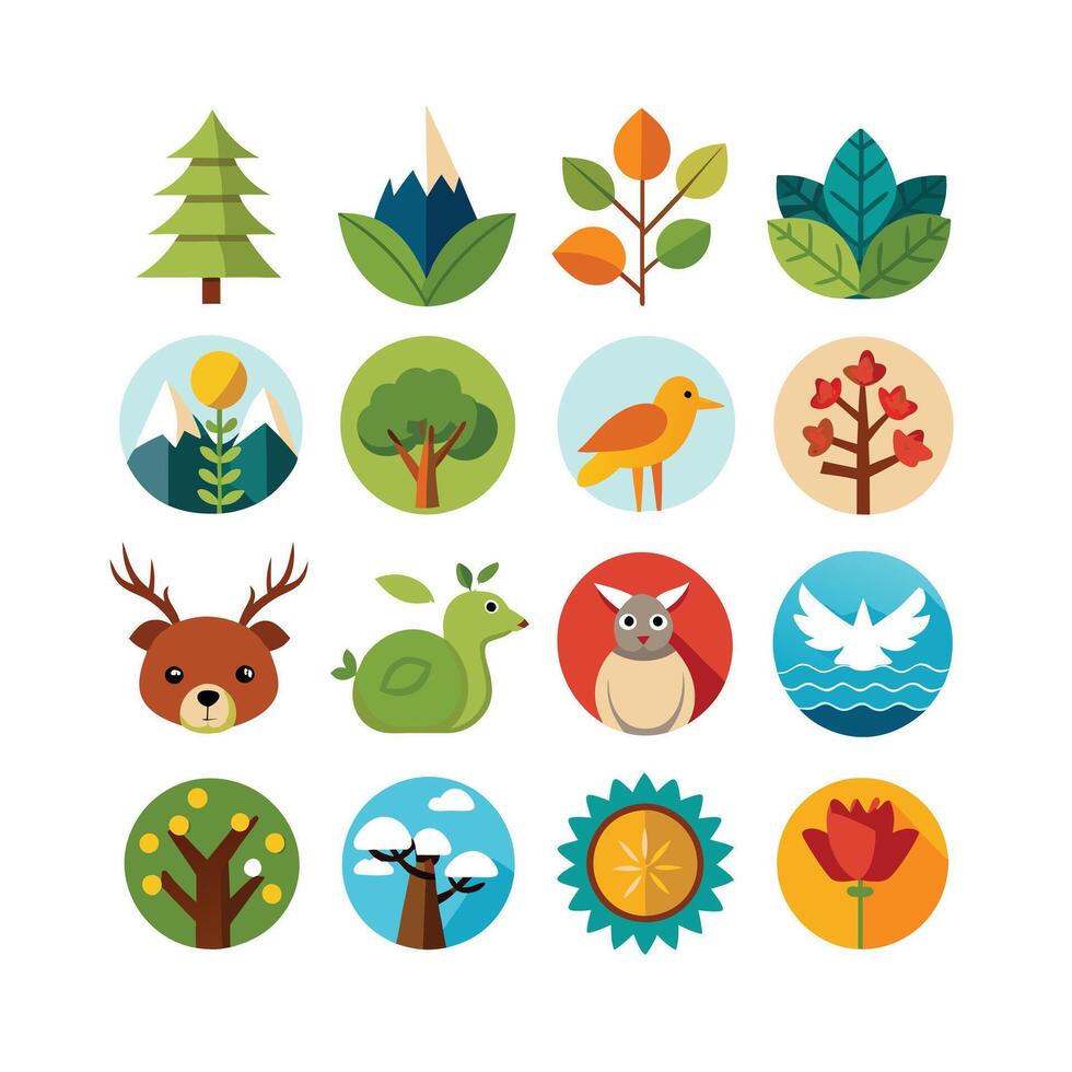 Nature Icon Set Collection Illustration vector