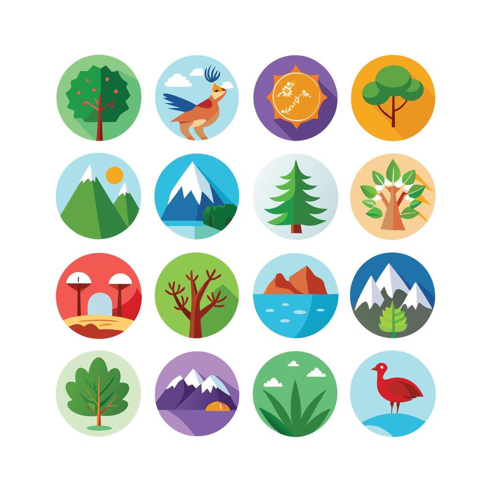 Nature Icon Set Collection Illustration vector