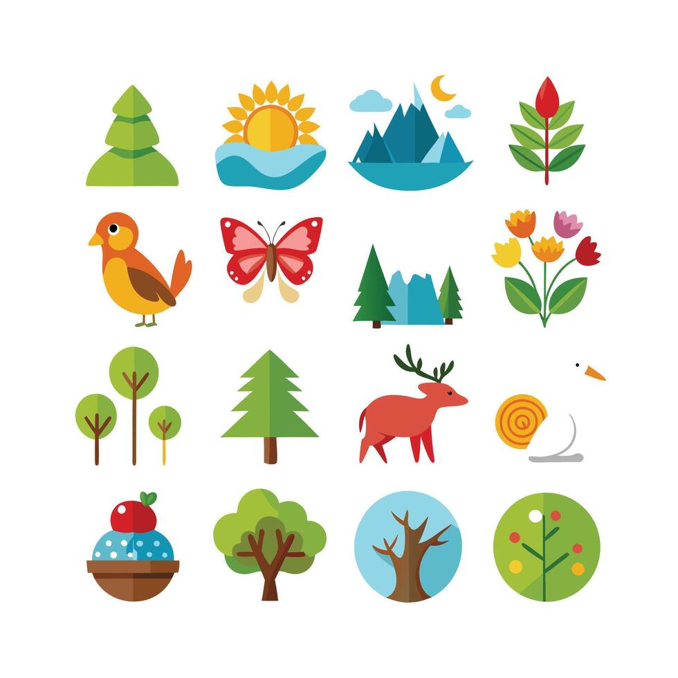 Nature Icon Set Collection Illustration vector