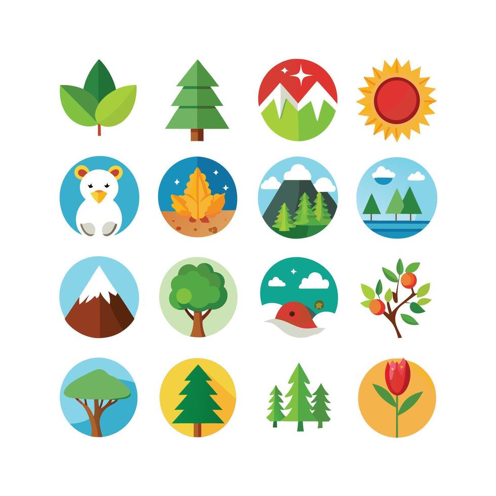 naturaleza icono conjunto colección ilustración vector