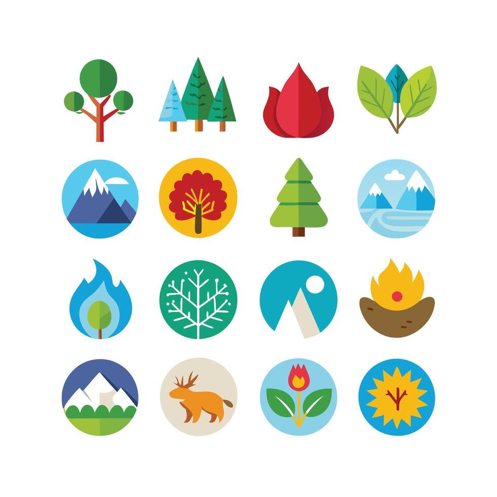 Nature Icon Set Collection Illustration vector