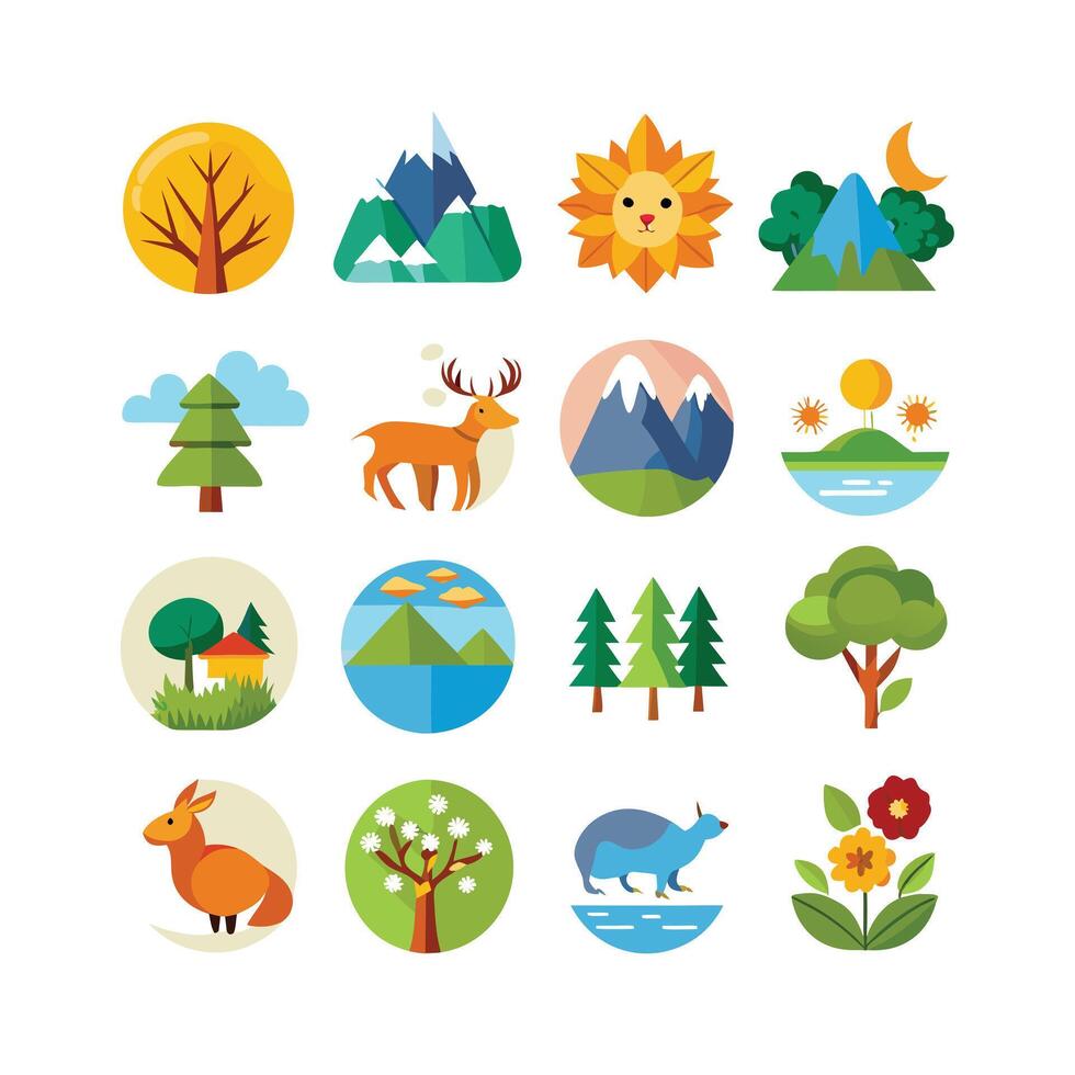 Nature Icon Set Collection Illustration vector