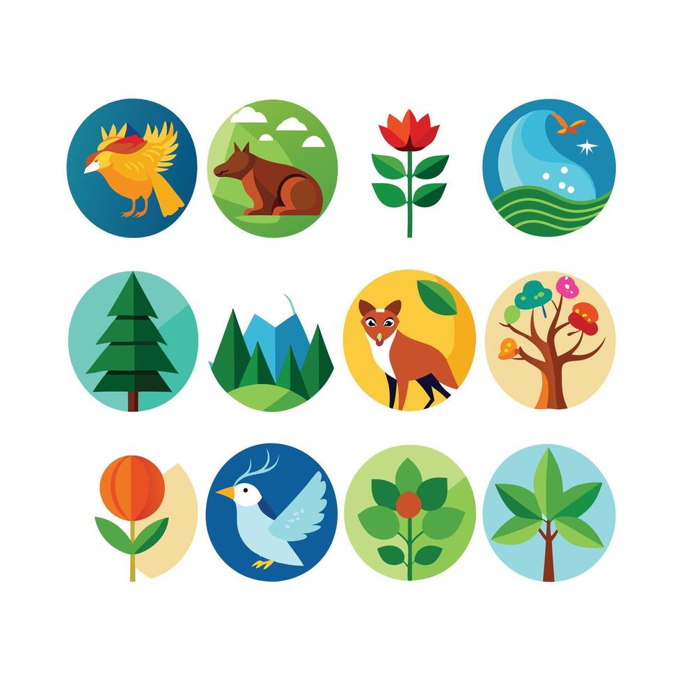 Nature Icon Set Collection Illustration vector