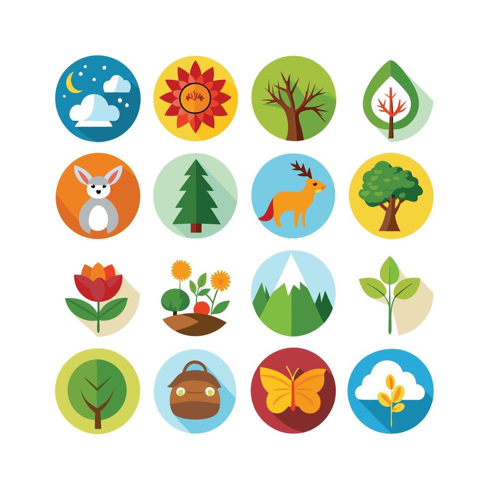 Nature Icon Set Collection Illustration vector