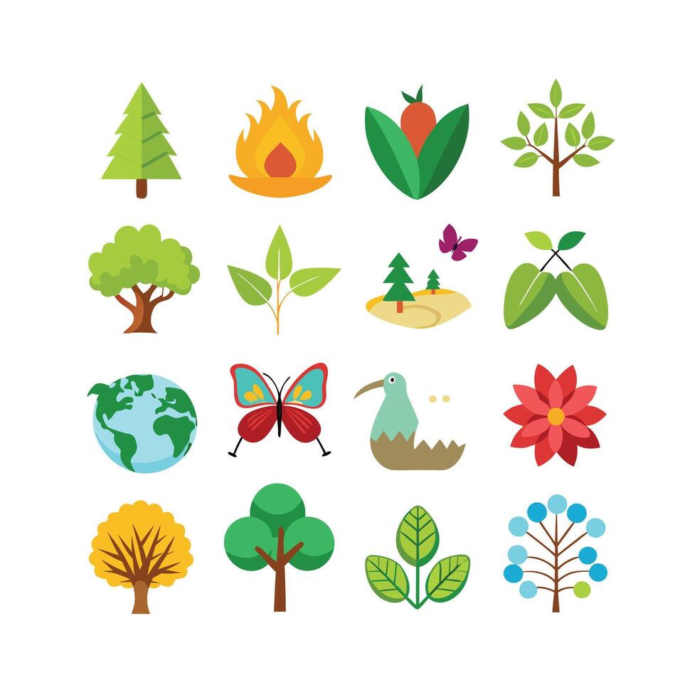 Nature Icon Set Collection Illustration vector