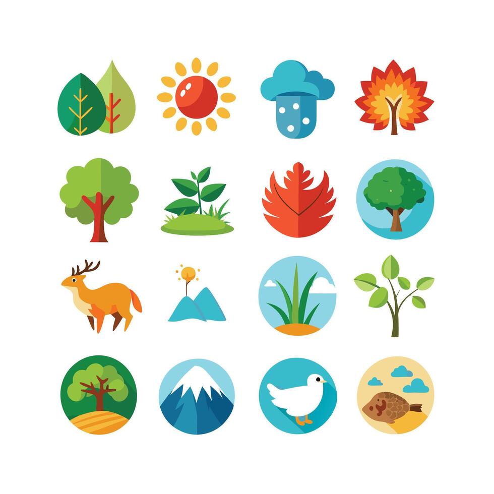 Nature Icon Set Collection Illustration vector