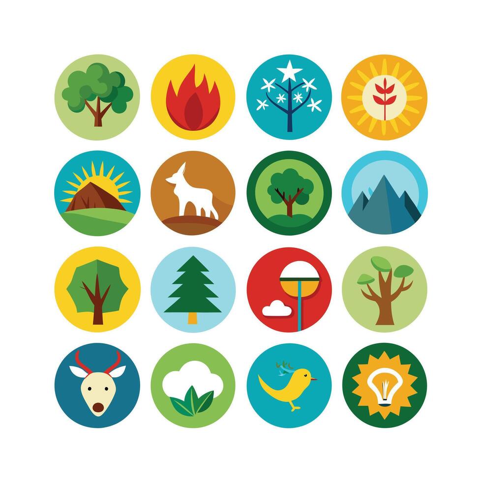 Nature Icon Set Collection Illustration vector