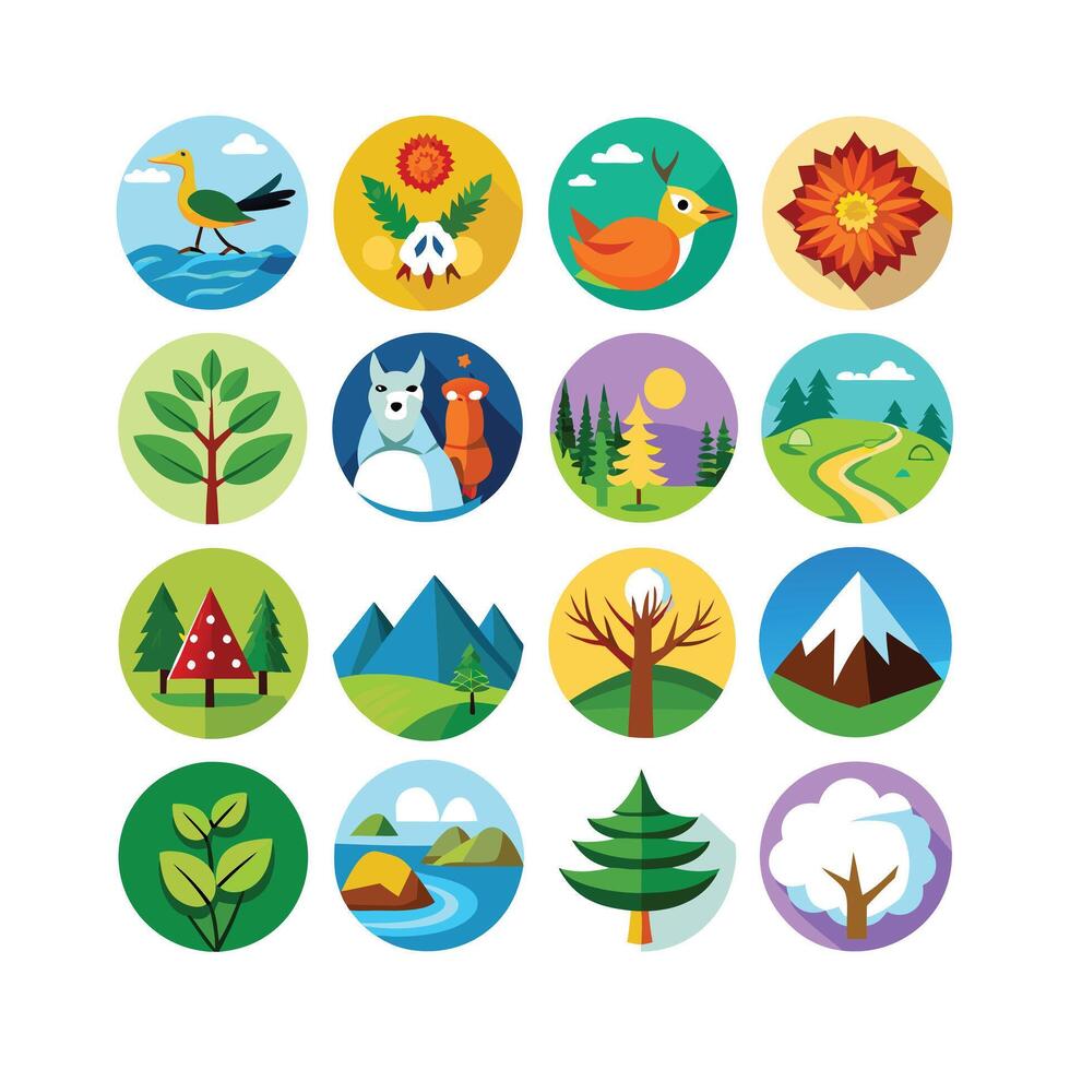 Nature Icon Set Collection Illustration vector