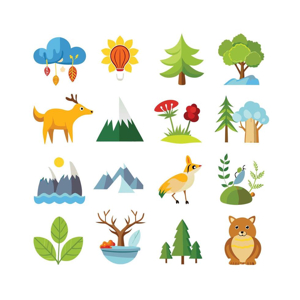 Nature Icon Set Collection Illustration vector