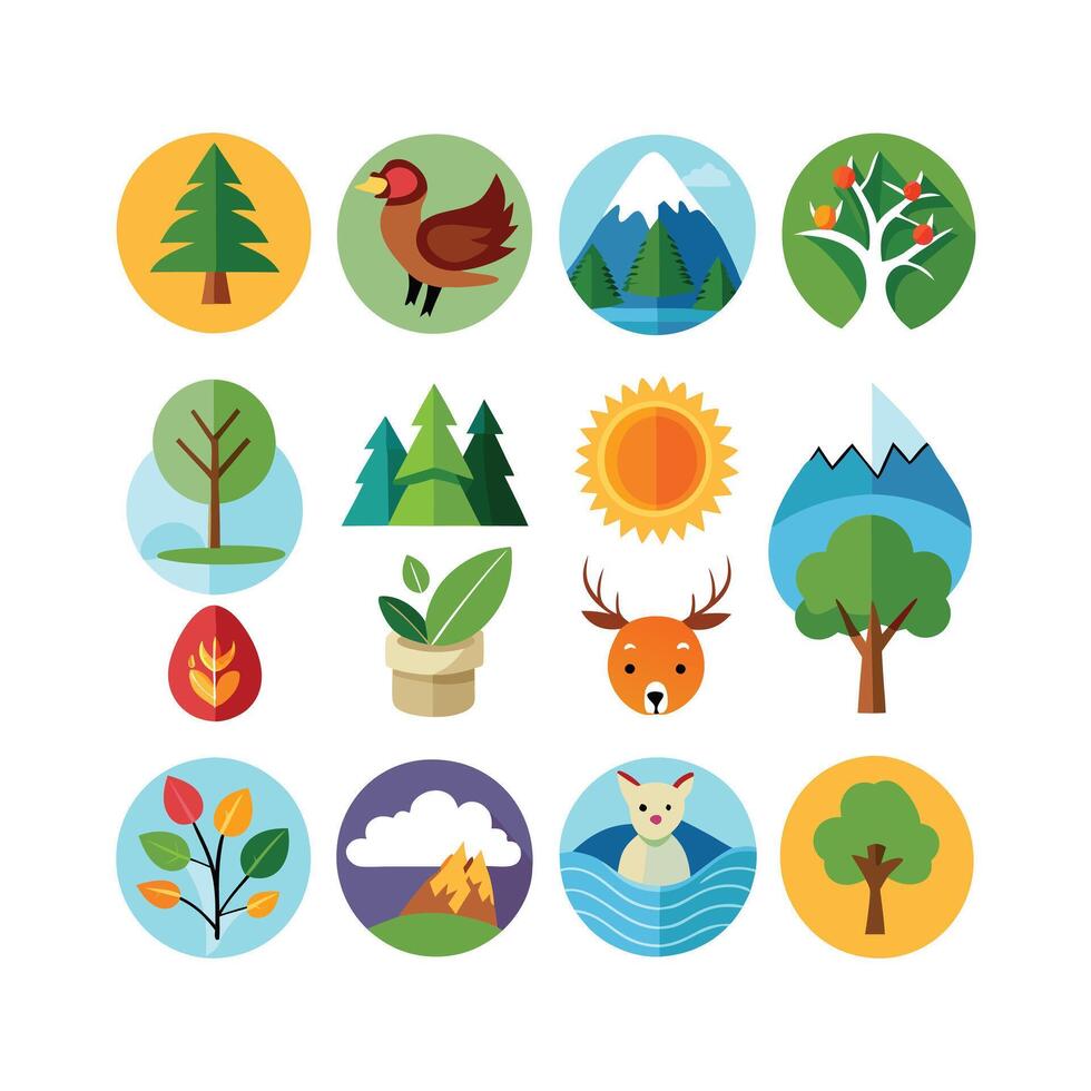 Nature Icon Set Collection Illustration vector