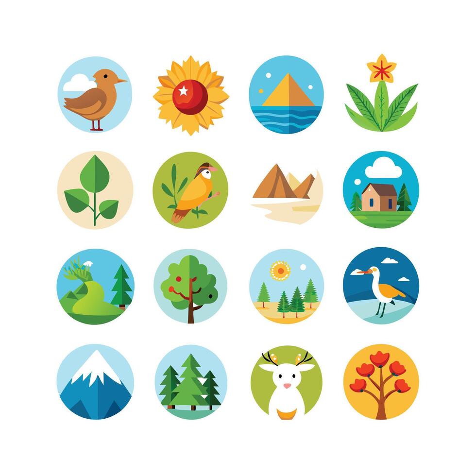 Nature Icon Set Collection Illustration vector