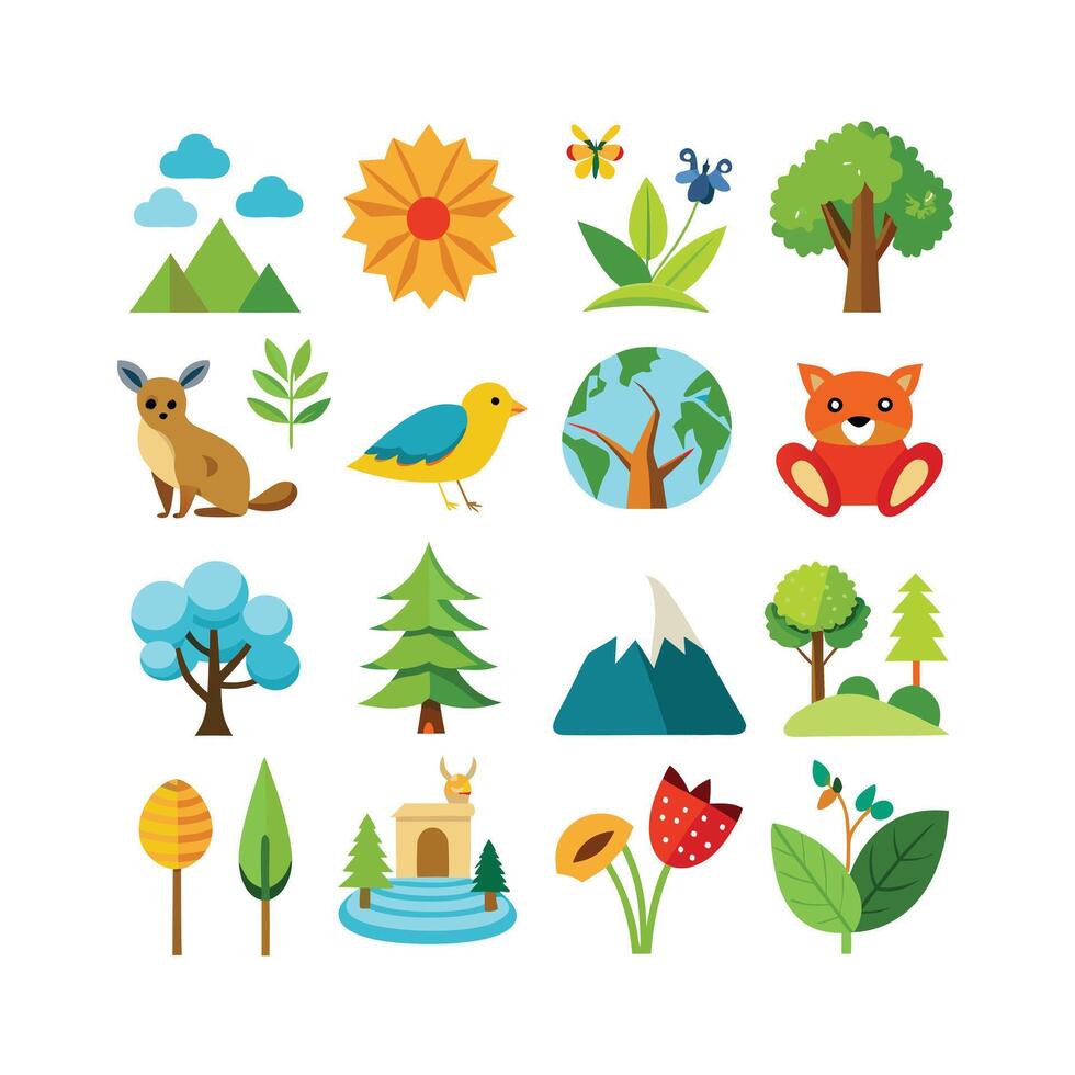 Nature Icon Set Collection Illustration vector