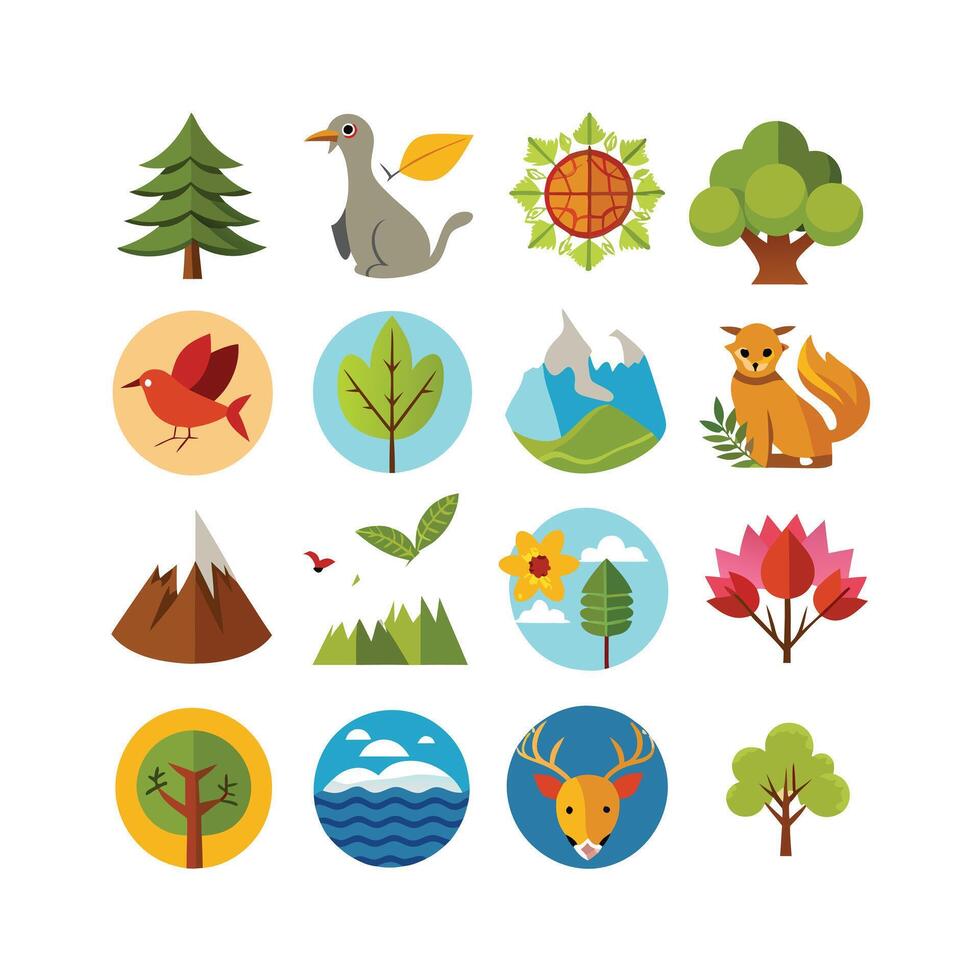 Nature Icon Set Collection Illustration vector
