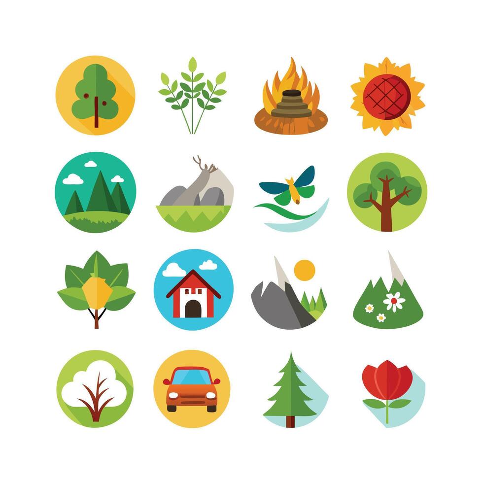 Nature Icon Set Collection Illustration vector