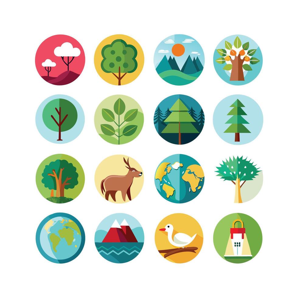 Nature Icon Set Collection Illustration vector