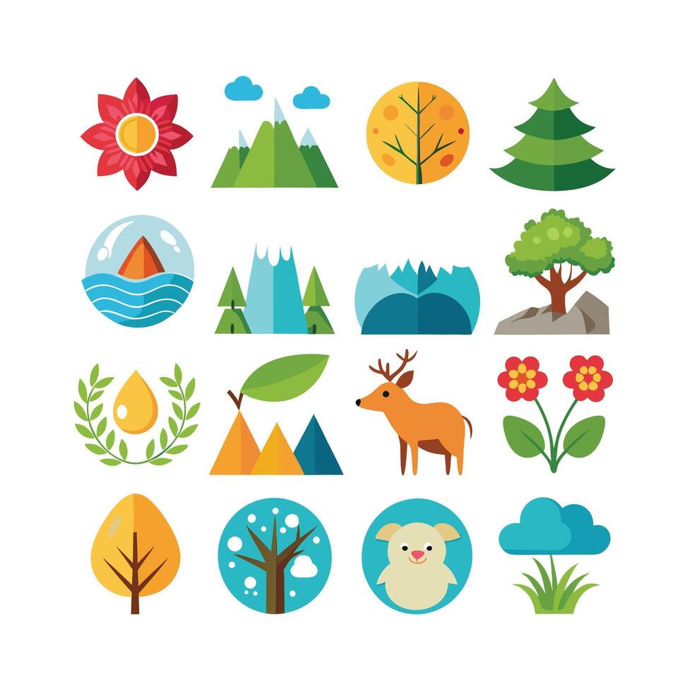 Nature Icon Set Collection Illustration vector