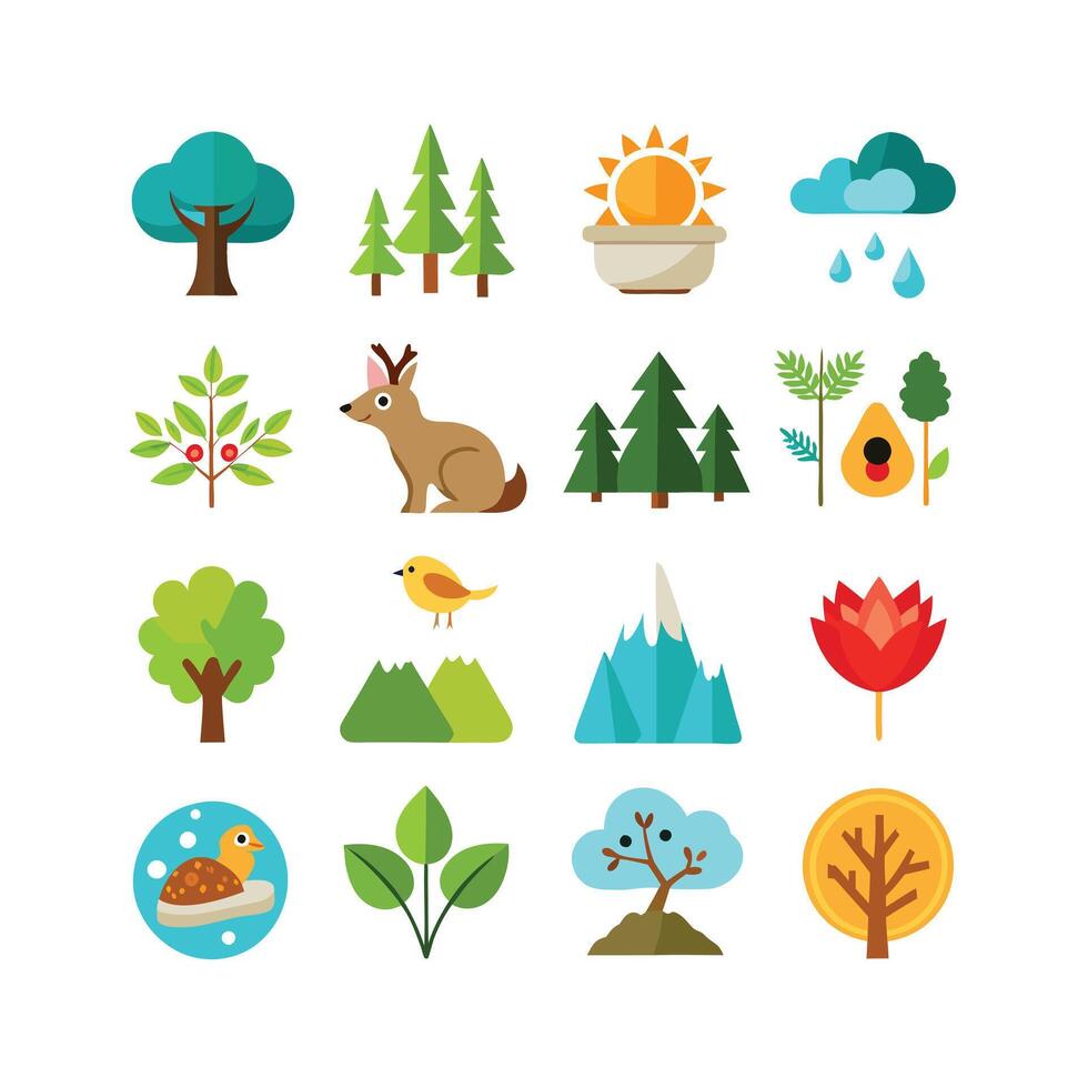 Nature Icon Set Collection Illustration vector