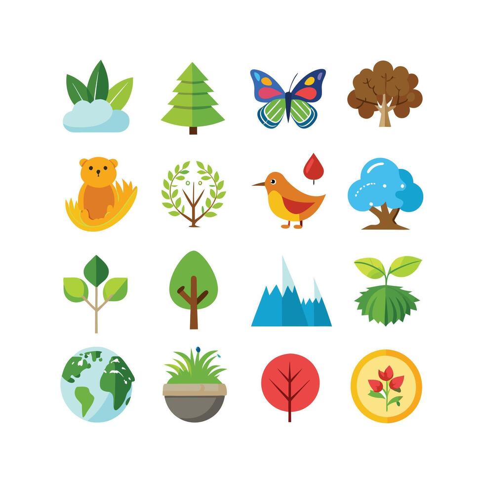 Nature Icon Set Collection Illustration vector