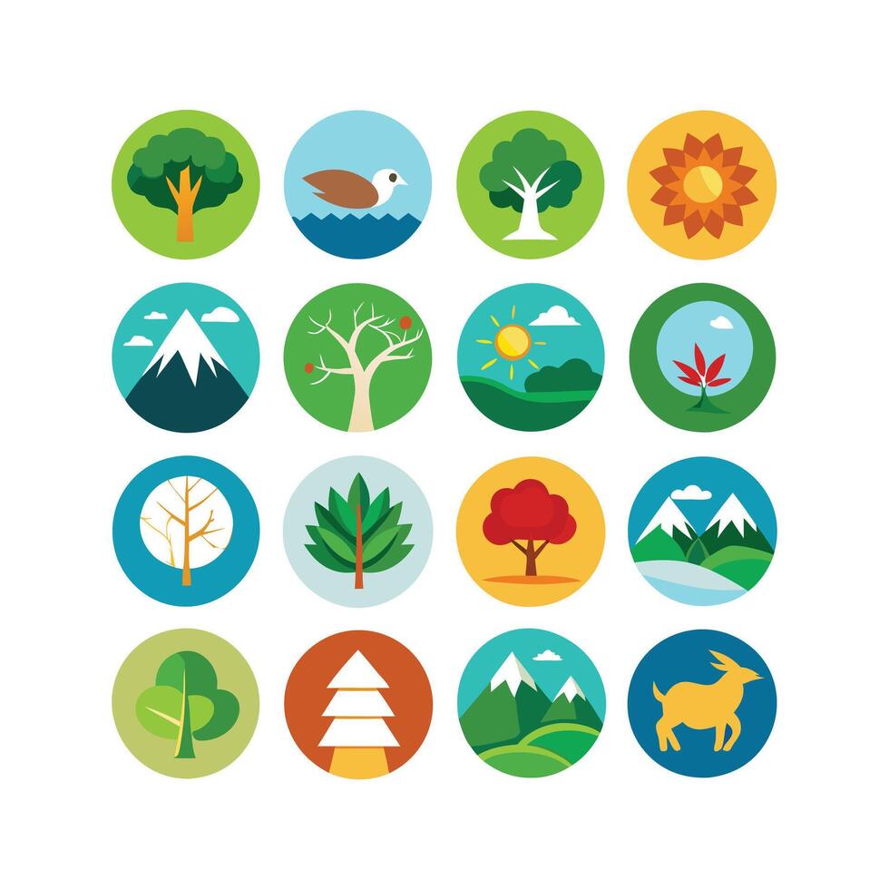 Nature Icon Set Collection Illustration vector