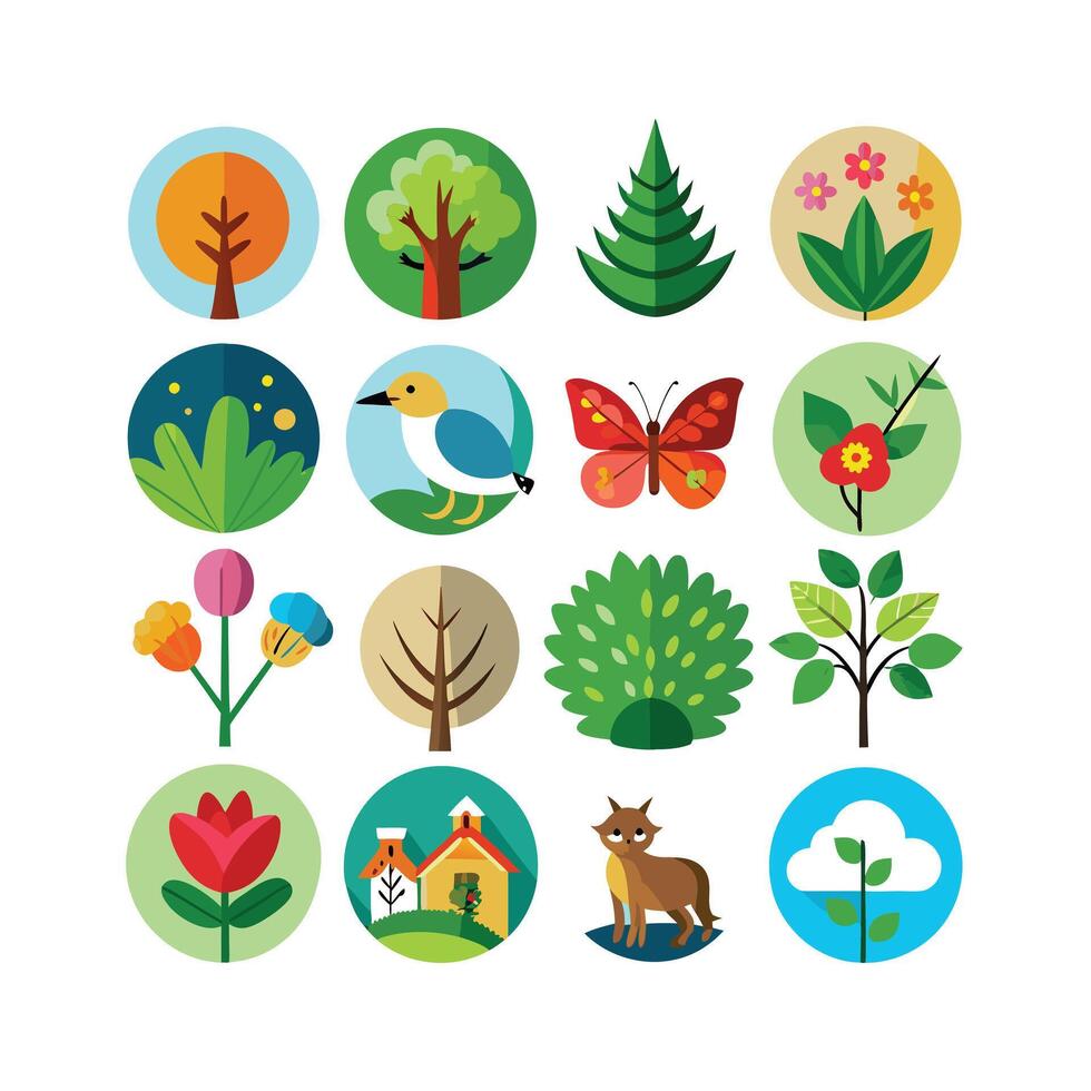 Nature Icon Set Collection Illustration vector