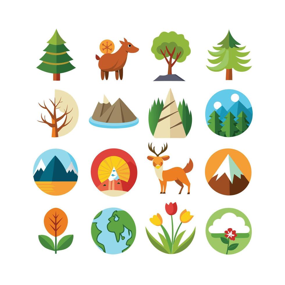 Nature Icon Set Collection Illustration vector