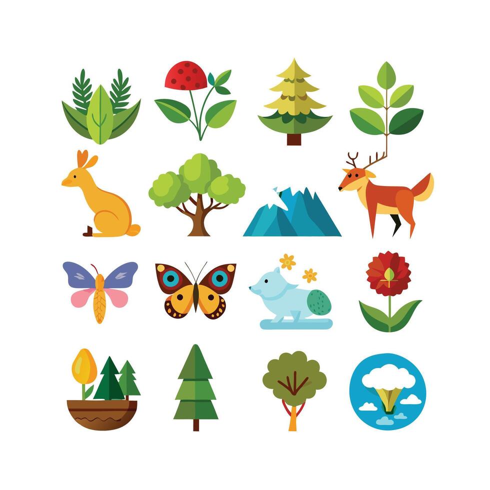 Nature Icon Set Collection Illustration vector