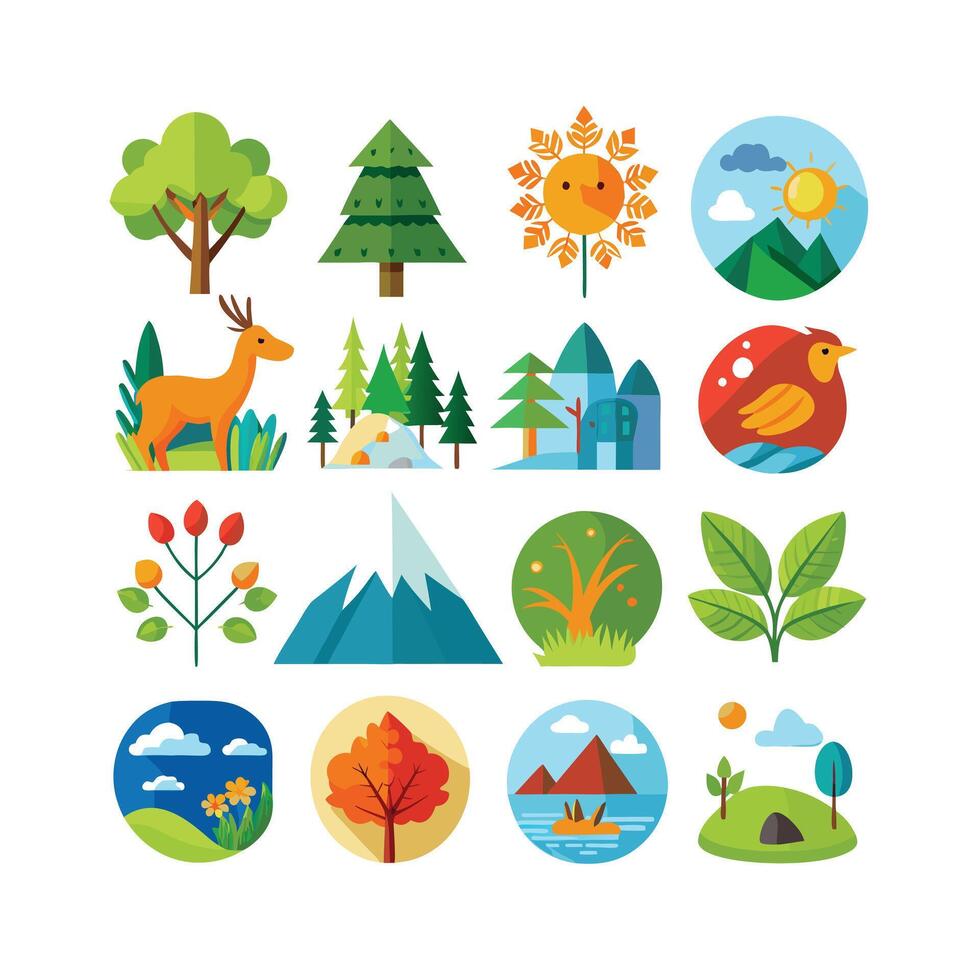 Nature Icon Set Collection Illustration vector