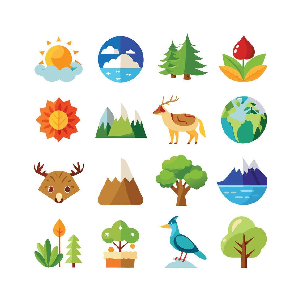 Nature Icon Set Collection Illustration vector