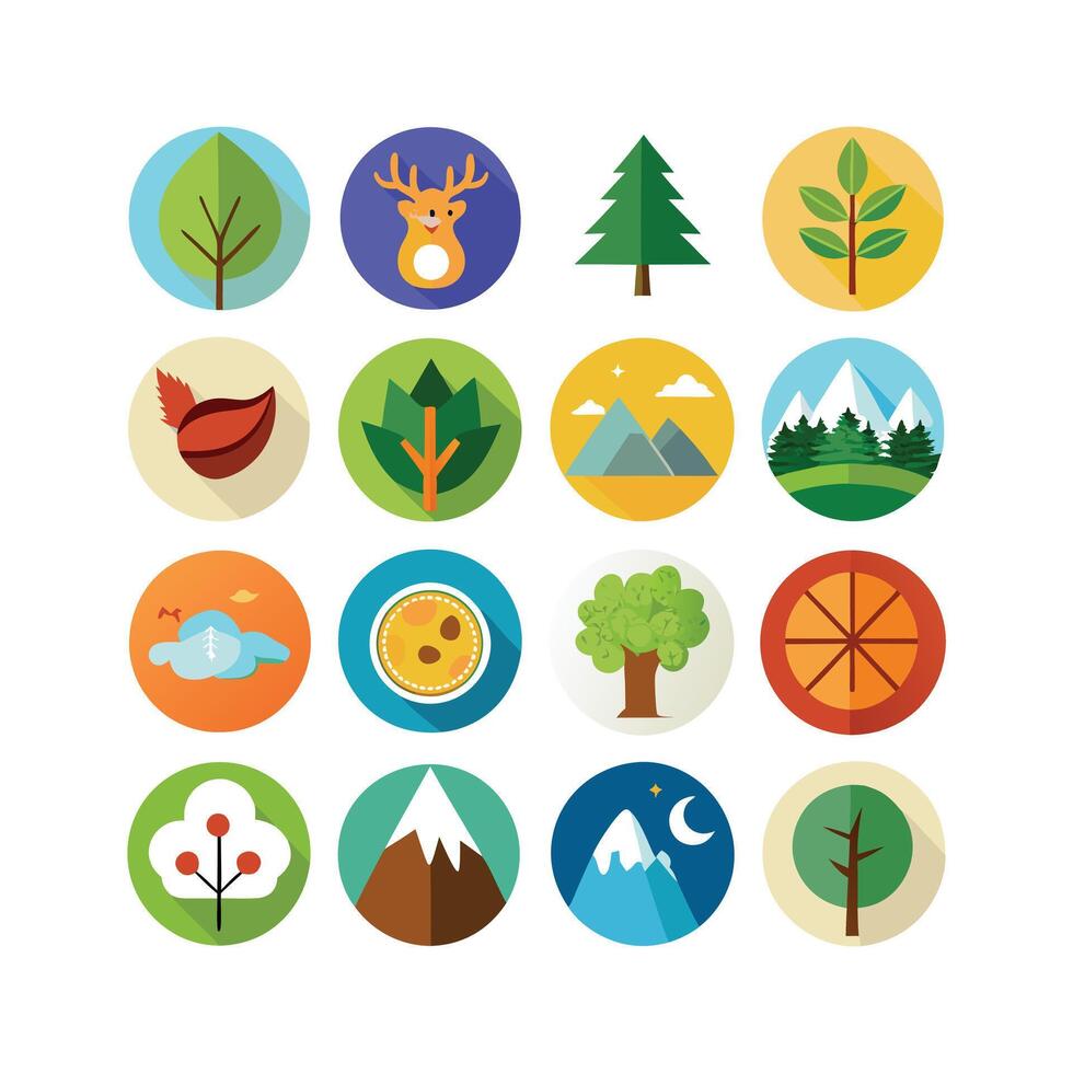 Nature Icon Set Collection Illustration vector