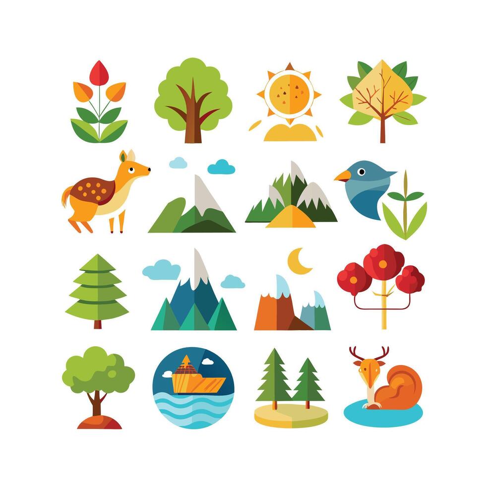 Nature Icon Set Collection Illustration vector